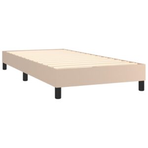 Κρεβάτι Boxspring Στρώμα&LED Καπουτσίνο 90x190 εκ. Συνθ. Δέρμα