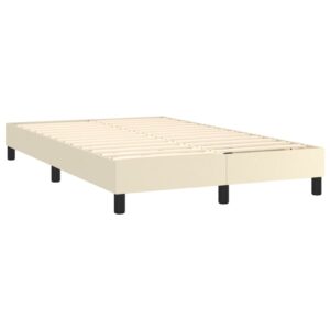 Κρεβάτι Boxspring με Στρώμα & LED Κρεμ 120x200 εκ. Συνθ. Δέρμα