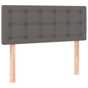 Κρεβάτι Boxspring με Στρώμα & LED Γκρι 80x200 εκ. Συνθ. Δέρμα