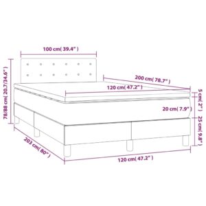 Κρεβάτι Boxspring με Στρώμα & LED Κρεμ 120x200 εκ. Συνθ. Δέρμα