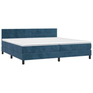 Κρεβάτι Boxspring με Στρώμα & LED Σκ. Μπλε 200x200εκ. Βελούδινο