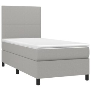 Κρεβάτι Boxspring με Στρώμα & LED Αν.Γκρι 90x200 εκ. Υφασμάτινο