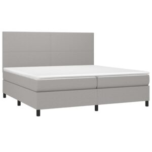 Κρεβάτι Boxspring με Στρώμα & LED Αν.Γκρι 200x200εκ. Υφασμάτινο