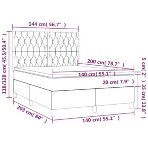 Κρεβάτι Boxspring με Στρώμα & LED Πράσινο 140x200 εκ Υφασμάτινο