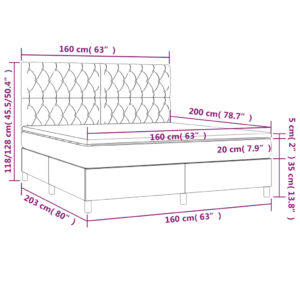 Κρεβάτι Boxspring με Στρώμα & LED Πράσινο 160x200 εκ Υφασμάτινο