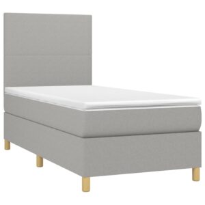 Κρεβάτι Boxspring με Στρώμα & LED Αν.Γκρι 90x200 εκ. Υφασμάτινο