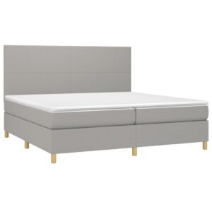 Κρεβάτι Boxspring με Στρώμα & LED Αν.Γκρι 200x200εκ. Υφασμάτινο