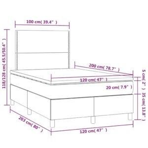 Κρεβάτι Boxspring με Στρώμα & LED Μπλε 120x200 εκ. Υφασμάτινο