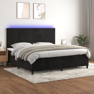 Κρεβάτι Boxspring με Στρώμα & LED Μαύρο 200x200 εκ. Βελούδινο