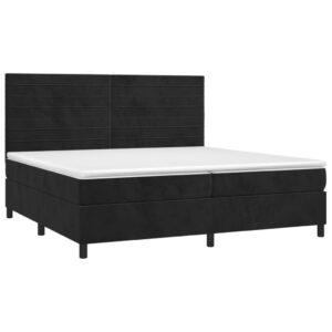 Κρεβάτι Boxspring με Στρώμα & LED Μαύρο 200x200 εκ. Βελούδινο