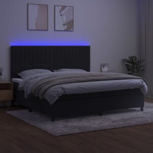 Κρεβάτι Boxspring με Στρώμα & LED Μαύρο 200x200 εκ. Βελούδινο