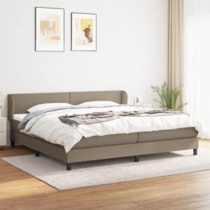 Κρεβάτι Boxspring με Στρώμα Taupe 200x200 εκ. Υφασμάτινο