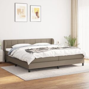 Κρεβάτι Boxspring με Στρώμα Taupe 200x200 εκ. Υφασμάτινο