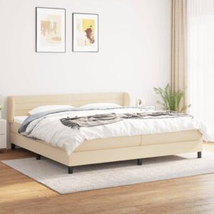 Κρεβάτι Boxspring με Στρώμα Κρεμ 200x200 εκ. Υφασμάτινο