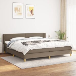 Κρεβάτι Boxspring με Στρώμα Taupe 200x200 εκ. Υφασμάτινο