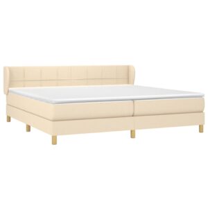 Κρεβάτι Boxspring με Στρώμα Κρεμ 200x200 εκ. Υφασμάτινο