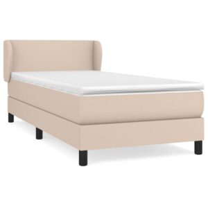 Κρεβάτι Boxspring με Στρώμα Καπουτσίνο 90x190εκ.από Συνθ. Δέρμα