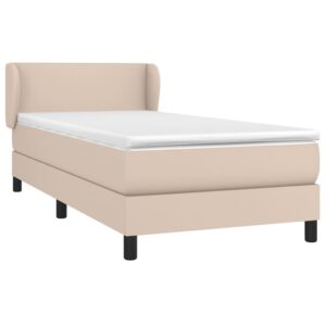 Κρεβάτι Boxspring με Στρώμα Καπουτσίνο 90x190εκ.από Συνθ. Δέρμα