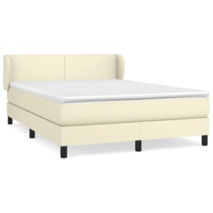 Κρεβάτι Boxspring με Στρώμα Κρεμ 140x190εκ. από Συνθετικό Δέρμα