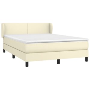 Κρεβάτι Boxspring με Στρώμα Κρεμ 140x190εκ. από Συνθετικό Δέρμα