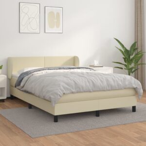 Κρεβάτι Boxspring με Στρώμα Κρεμ 140x190εκ. από Συνθετικό Δέρμα