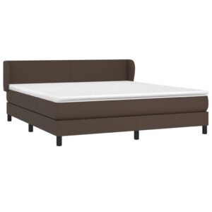 Κρεβάτι Boxspring με Στρώμα Καφέ 160x200εκ. από Συνθετικό Δέρμα