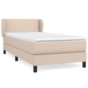 Κρεβάτι Boxspring με Στρώμα Καπουτσίνο 90x190εκ.από Συνθ. Δέρμα