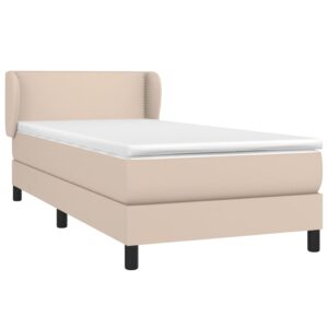 Κρεβάτι Boxspring με Στρώμα Καπουτσίνο 90x190εκ.από Συνθ. Δέρμα