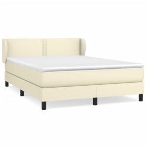 Κρεβάτι Boxspring με Στρώμα Κρεμ 140x190εκ. από Συνθετικό Δέρμα