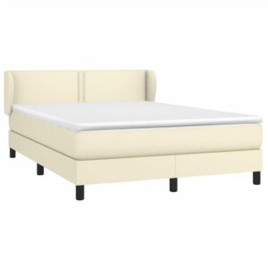 Κρεβάτι Boxspring με Στρώμα Κρεμ 140x190εκ. από Συνθετικό Δέρμα