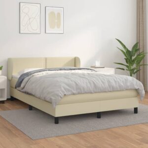 Κρεβάτι Boxspring με Στρώμα Κρεμ 140x190εκ. από Συνθετικό Δέρμα