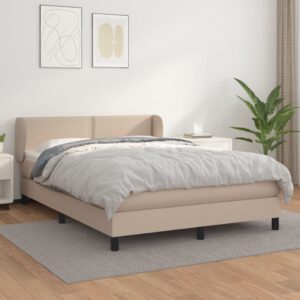 Κρεβάτι Boxspring με Στρώμα Καπουτσίνο 140x200εκ.από Συνθ.Δέρμα