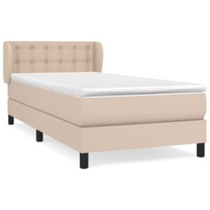 Κρεβάτι Boxspring με Στρώμα Καπουτσίνο 90x190εκ.από Συνθ. Δέρμα