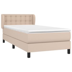 Κρεβάτι Boxspring με Στρώμα Καπουτσίνο 90x190εκ.από Συνθ. Δέρμα