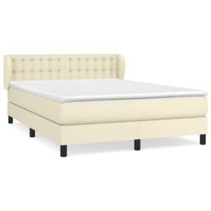 Κρεβάτι Boxspring με Στρώμα Κρεμ 140x190εκ. από Συνθετικό Δέρμα