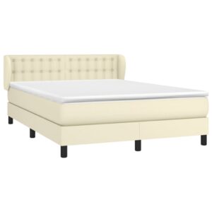 Κρεβάτι Boxspring με Στρώμα Κρεμ 140x190εκ. από Συνθετικό Δέρμα