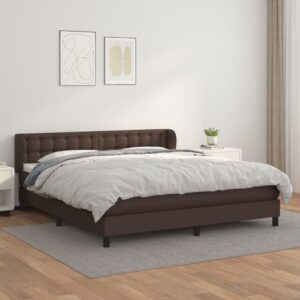 Κρεβάτι Boxspring με Στρώμα Καφέ 160x200εκ. από Συνθετικό Δέρμα