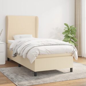 Κρεβάτι Boxspring με Στρώμα Κρεμ 90x200 εκ.Υφασμάτινο