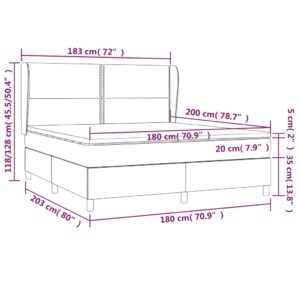 Κρεβάτι Boxspring με Στρώμα Ανοιχτό Γκρι 180x200 εκ. Υφασμάτινο