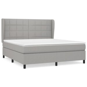 Κρεβάτι Boxspring με Στρώμα Ανοιχτό Γκρι 180x200 εκ. Υφασμάτινο