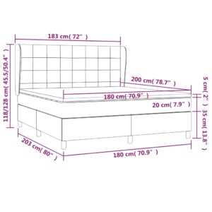 Κρεβάτι Boxspring με Στρώμα Ανοιχτό Γκρι 180x200 εκ. Υφασμάτινο