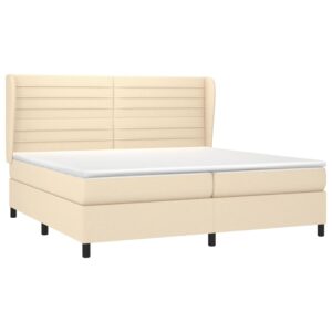 Κρεβάτι Boxspring με Στρώμα Κρεμ 200x200 εκ. Υφασμάτινο