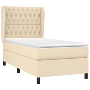 Κρεβάτι Boxspring με Στρώμα Κρεμ 90x200 εκ.Υφασμάτινο