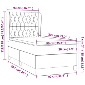 Κρεβάτι Boxspring με Στρώμα Κρεμ 90x200 εκ.Υφασμάτινο