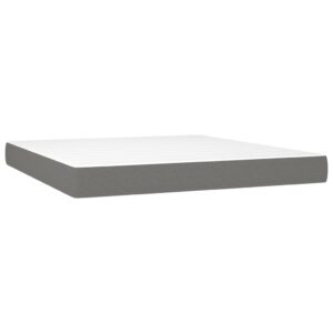 Κρεβάτι Boxspring με Στρώμα Σκούρο Γκρι 200x200 εκ. Υφασμάτινο