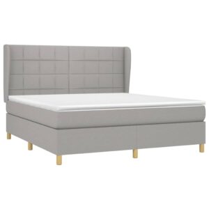 Κρεβάτι Boxspring με Στρώμα Ανοιχτό Γκρι 180x200 εκ. Υφασμάτινο