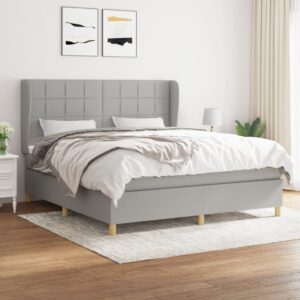 Κρεβάτι Boxspring με Στρώμα Ανοιχτό Γκρι 180x200 εκ. Υφασμάτινο