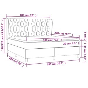 Κρεβάτι Boxspring με Στρώμα Ανοιχτό Γκρι 180x200 εκ. Υφασμάτινο