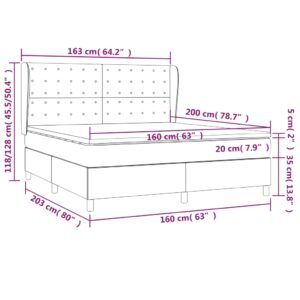 Κρεβάτι Boxspring με Στρώμα Σκούρο Γκρι 160x200 εκ Υφασμάτινο