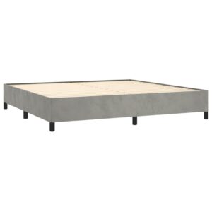 Κρεβάτι Boxspring με Στρώμα Ανοιχτό Γκρι 200x200 εκ. Βελούδινο